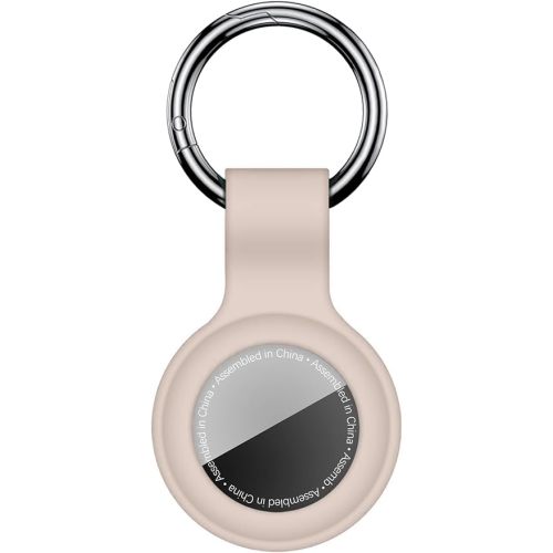 Compatible with AirTag Case Keychain for Air Tag Holder Silicone for AirTags Key Ring Cases Tags Chain for Apple GPS Item Finders Accessories，Milk Tea Color