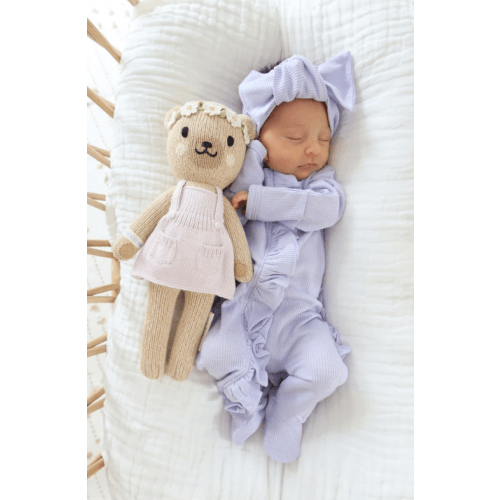 Organic Waffle Knit Ruffled Footie With Bow – Bella Berry Designs