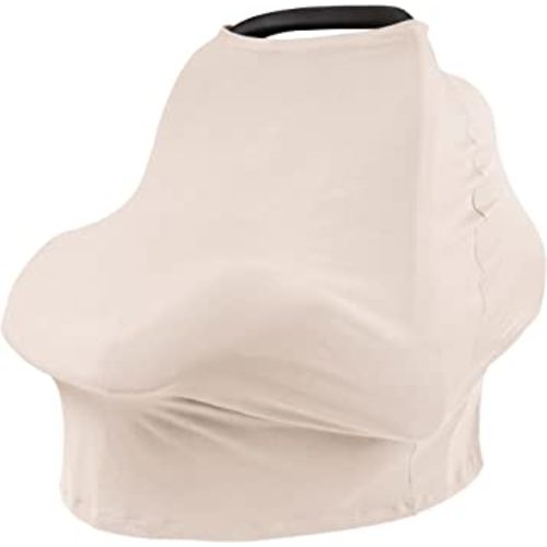 Baby Car Seat Covers- Multi-use Carseat Canopy for Babies, Stretchy Infant Carseat Cover Boy, Shower Gifts for Unisex Boys and Girls(Beige)