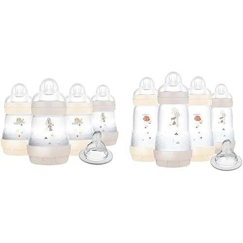 MAM Easy Start Anti-Colic Baby Bottles, 5 oz Slow Flow & 9 oz Medium Flow, Reduces Gas & Colic, BPA-Free, Self-Sterilizing, Bonus Fast Nipple