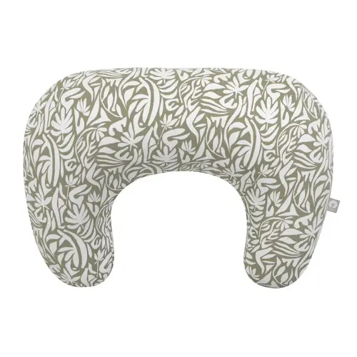 Boppy Nursing Pillow - Ergonomic Bottle & Breastfeeding Pillow, Higher, Firmer & Larger, Water-Repellent with Washable Organic Cotton Cover, Baby Safety Alliance Verified - Green Cut Out Leaves