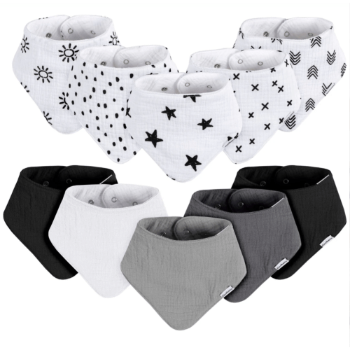 10-Pack Baby Neutral Black White Muslin Bandana Bibs – Gerber Childrenswear
