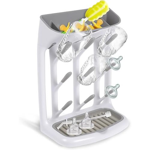 Vertical Baby Bottle Drying Rack, Space Saving Countertop Holder, Detachable Tray Design, Durable Organizer Stand Suitable for Nursing Accessories, Pacifiers & Cups, Home and Travel Use