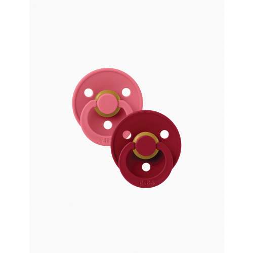 BIBS Colour Pacifiers 2 Pack in Coral/Ruby