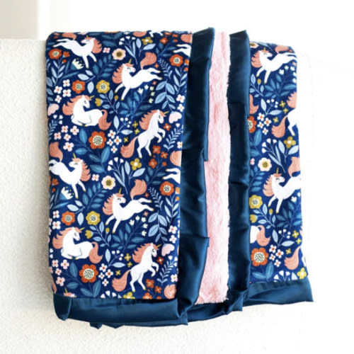 Happy Unicorn Plush Blanket | Minky Couture