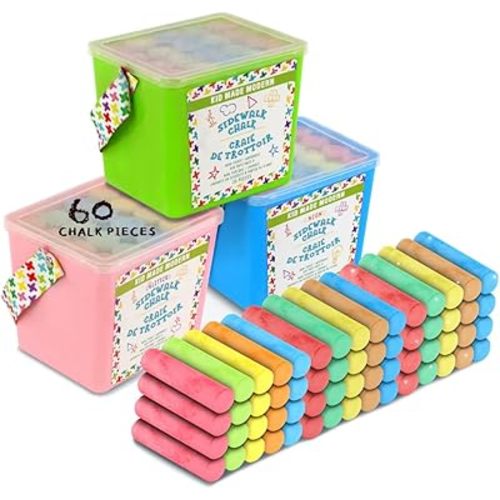 Kid Made Modern 60 count Variety Pack of Sidewalk Chalk 3 packs of 20 count Sidewalk Chalk
