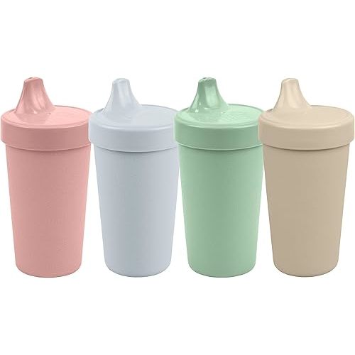 Re-Play Sippy Cups for Toddlers - 10 Oz. Reusable Spill Proof Cups for Kids, Dishwasher/Microwave Safe - Made in USA - Set of 4 - Desert Sands