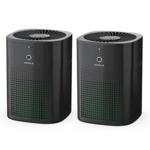 CHIVALZ Air Purifiers for Bedroom, 2 Pack Air Purifiers for Home Bedroom, Quiet Air Cleaner with 24dB Sleep Mode, H13 HEPA Filter for Pet, Black