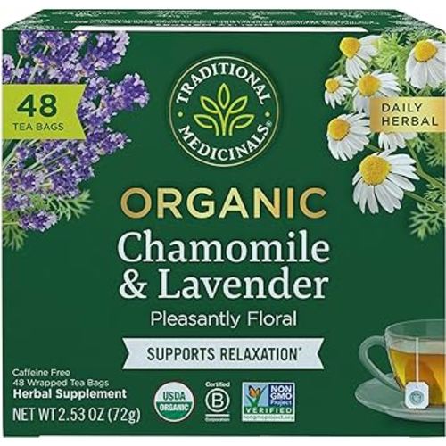 Traditional Medicinals Tea, Organic Chamomile & Lavender, Stress Relief, 48 Tea Bags