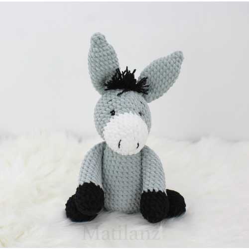 Donkey Crochet Plush, Handmade Plush, Baby Gift, Baby Donkey Plushie, Baby Shower Gift, Gift for Kids, Stuffed Animal, Nursery Decor