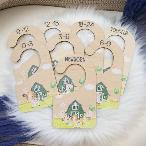 Farm Clothing Dividers, Farm Animals Baby Clothing Divider, Wood Wardrobe Divider, Nursery Closet Divider, Farm Nursery Theme C28