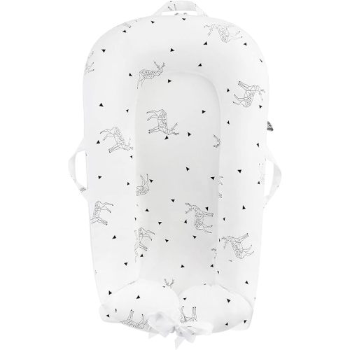 Newborn Baby Nest Sleep Pod Covers Only - for Dock A Tot Deluxe Plus + Extra Cover 100% Cotton Co Sleeping Replacement Cover Boys Girls(Fits Dockatot Deluxe+) (Triangle Dear)