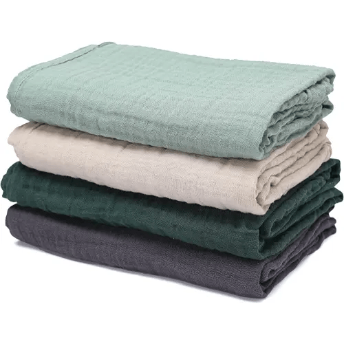Baby Muslin Swaddle Blankets for Boys and Girls,4-Pack Breathable and Skin-Friendly,Wrap Soft Silky Cotton Muslin Swaddle Blankets/Atrovirens/Green/Apricot White/Grey…