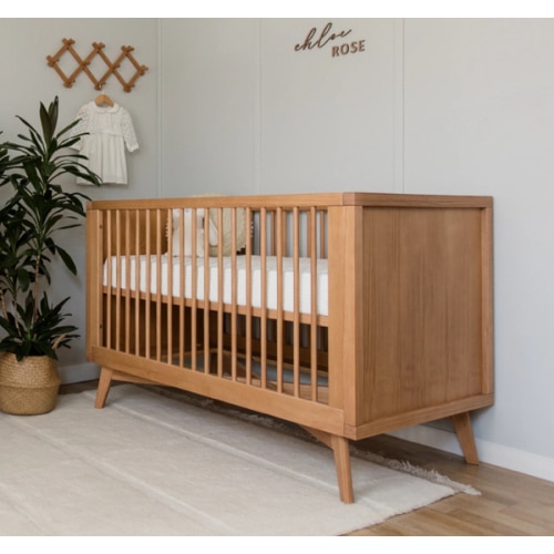 Retro Convertible Crib in Hazelnut Mid-Century Design | Simply Nursery