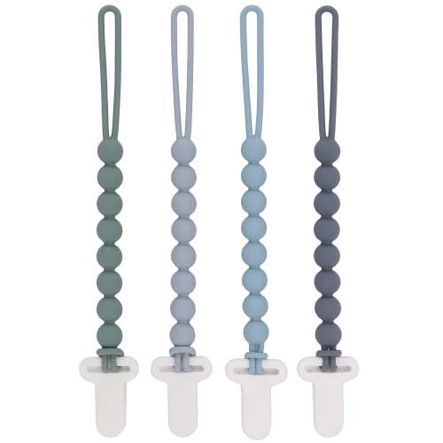 4-Pack Silicone Pacifier Clips with One-Piece Beads for Baby - Holders for Teething Relief and Baby Essentials
