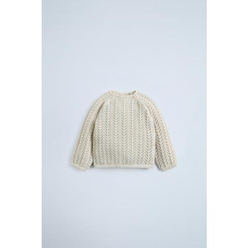 OPENWORK KNIT BUTTONED SWEATER