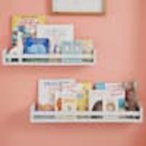 StyleWell Kids White Wood Floating Wall Shelves (Set of 2) V211176XX