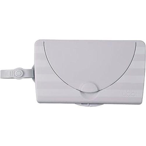 Ubbi On-The-Go Baby Wipes Dispenser, Portable Wipes Container for Travel, Diaper Bag Accessory Must Have for Newborns, Reusable Wipes Holder, Gray