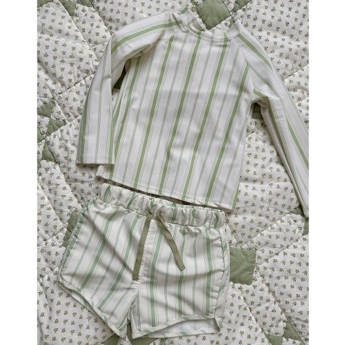 Edgehill Collection x Kristin Ellen Hockman Baby Boys 3-24 Months Konrad Stripe Rashguard & Stripe Swim Trunks Set