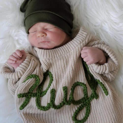 Custom Knitted Toddler Sweater, Baby Boy Name Sweater, Baby Girls Sweater With Name, 1st Birthday Outfit, Embroidered Sweater, Baby Gift