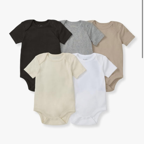 Burt's Bees Baby Unisex Organic Cotton Short and Long Sleeve Bodysuits, 5-Pack