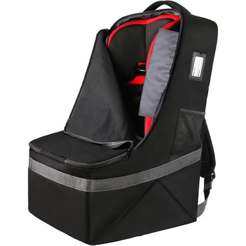 YOREPEK Padded Car Seat Travel Bag Backpack for Airplane, Heavy Duty Car Seat Bags for Air Travel, Carseat Cover for Airplane Travel with Shoulder Strap, Car Seats Carrier for Airport, Black