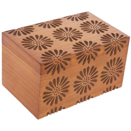 Engraved Flowers Wood Box