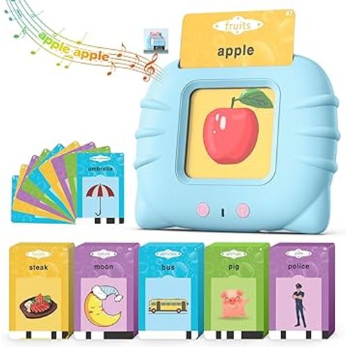 Talking Flash Cards for Toddlers 1 2 3 4 Year Olds, Montessori Language Learning with 224 Words, Pocket Speech Therapy and Autism Playthings, Children's Sensory Educational Device