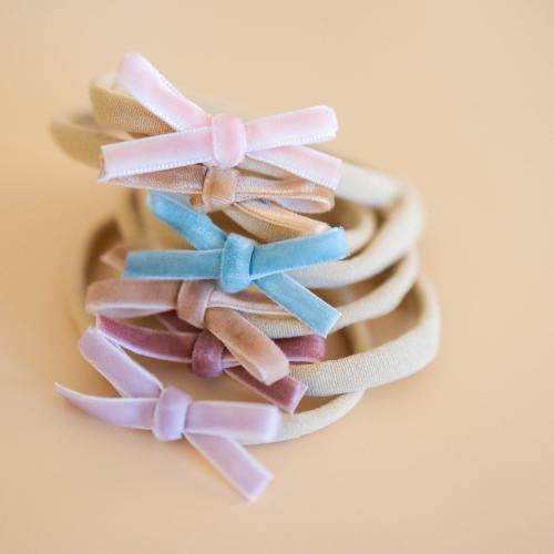 Velvet Baby Bows Set for Newborn Baby Girl in Trendy Modern Colors