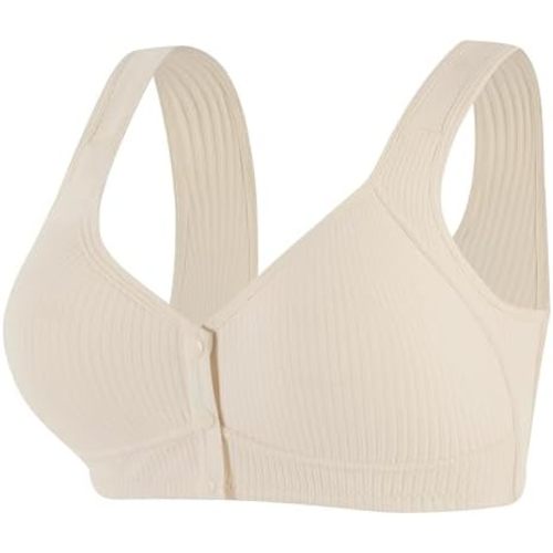 Women Front Closure Bras Wireless Snap Closing Bra No Underwire Older Senior Bras