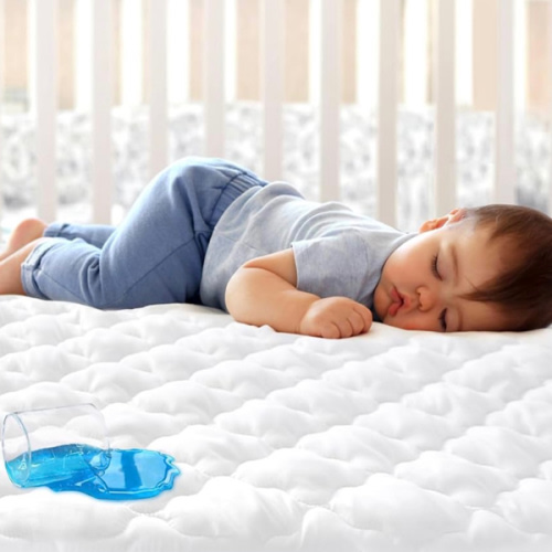 Crib Mattress Protector Sheets Fitted Waterproof Crib Mattress Pad Cover, Noiseless & Machine Wash 100% Absorbent Crib/Toddler Mattress Protector Sheet Quilted, White, 52" x 28"