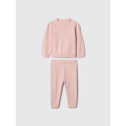 Baby Pointelle Puff-Sleeve Sweater Set