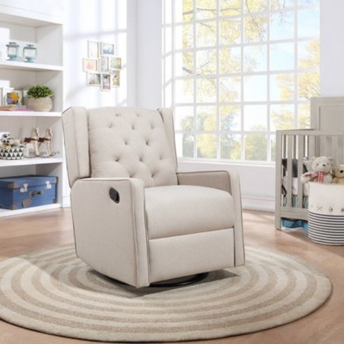 Suite Bebe Bryton Gliding Swivel Recliner Accent Chair - Tufted Latte Fabric