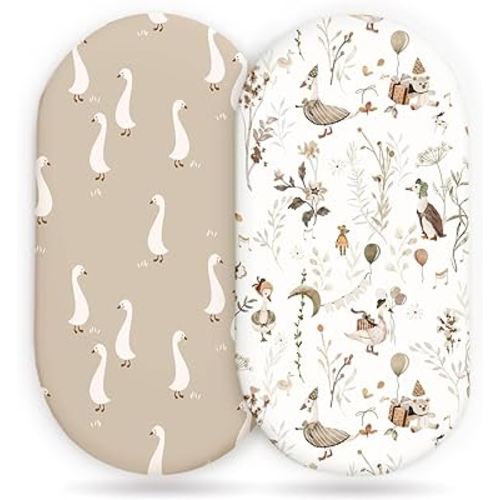Stretchy Ultra Soft Fitted Bassinet Sheets 2 Pack, Universal Fitted for Baby Cradle Moses Basket Oval Rectangle Mattress Safe and Snug, Stylish Bassinet Sheet for Baby Boy and Girl