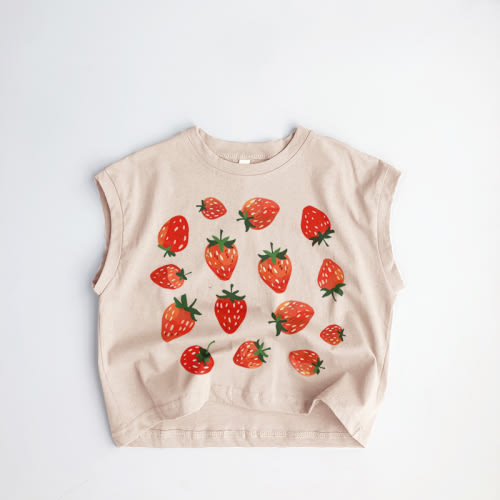 Baby Toddler Girl Strawberry Sleeveless T-Shirt