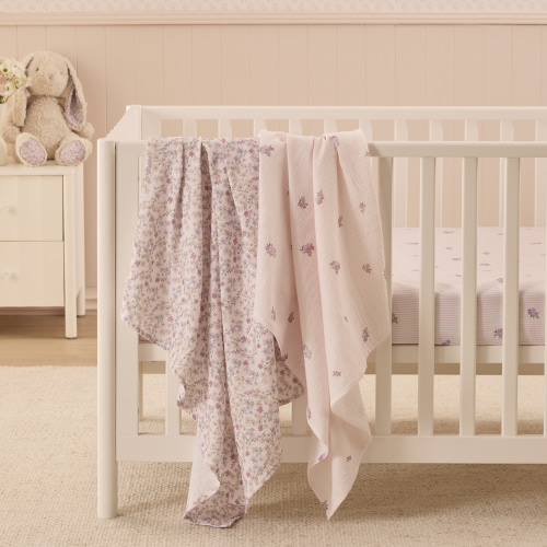 Heirloom Gracie Floral Cotton Muslin Baby Swaddles 2pk