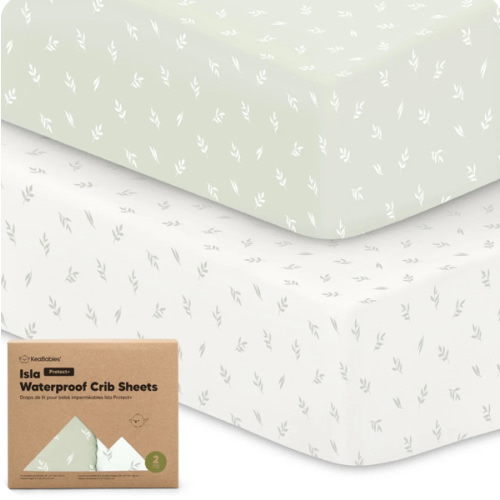 2-Pack Isla [Protect+] Waterproof Crib Sheets - Herb