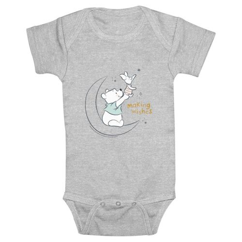 Infant's Winnie the Pooh Making Wishes With Piglet Bodysuit - Athletic Heather - 12 Months