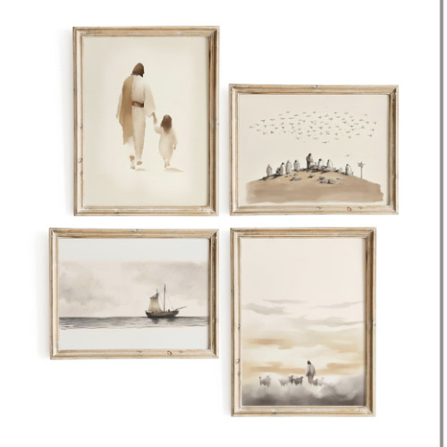 Set of 4 Bible Story Wall Art, Christian Wall Art, Jesus Wall Decor, Christian Wall Decor, Scripture Wall Art, Christian Gifts for Women (8"x10" Unframed, S-4-3)