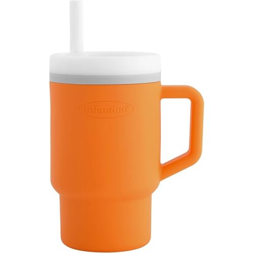Infantino My 1st Tumbler – Adorable Miniature Tumbler with Leak-Resistant Straw and Toddler-Friendly Handle, Encourages Hydration, Easy to Clean, 9 fl. oz, Creamsicle