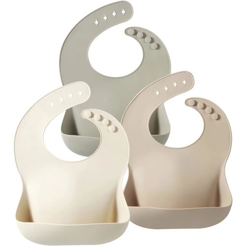 PandaEar Silicone Baby Bib for Girls Boys| Adjustable Waterproof Eating Bibs| BPA Free Soft Durable Silicone Bibs for Babies & Toddlers with Large Pocket Food Catcher
