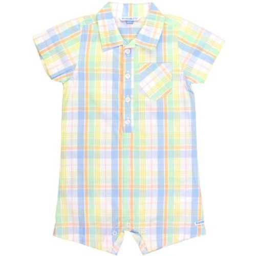 Ruggedbutts Boys' Button-up Romper - Light Wash Denim, Size: 0-3m