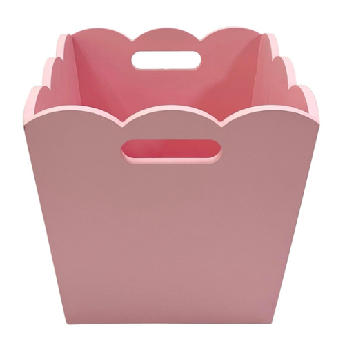 Scalloped Wood Storage Bin- Pink