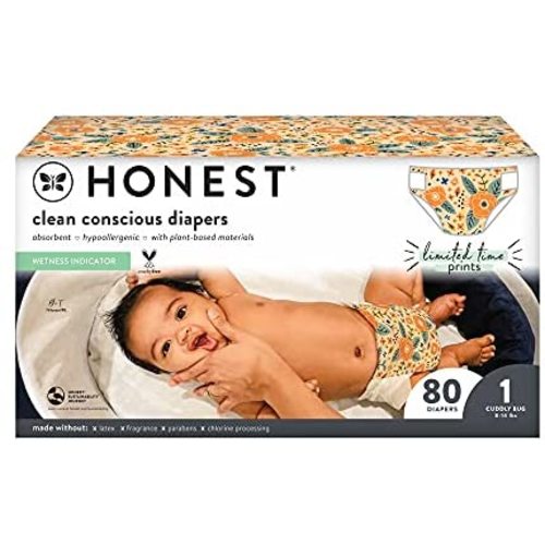 HONEST Club Box Clean Conscious Diapers Fall Seasonal, Prairie Petals, Size 1, 80ct