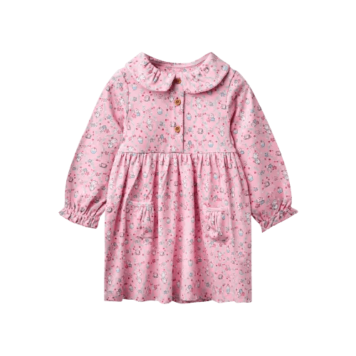 JoJo Maman Bébé Kids' Cotton Mouse Tea Dress, Pink