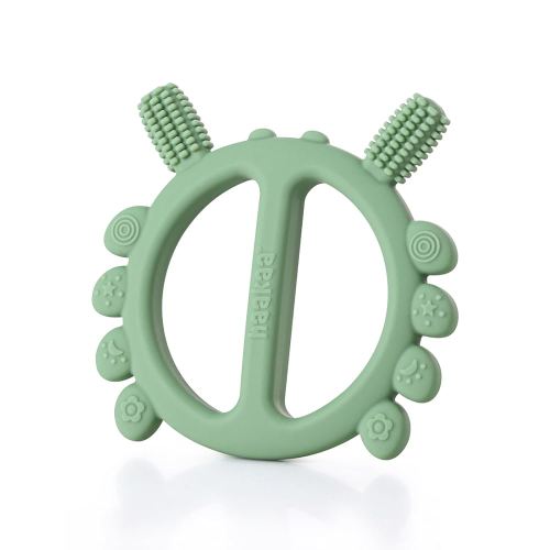 Haakaa Silicone Crab Baby Teether,Teething Toys,360° Baby Toothbrush Head for Infant Self-Brushing Training,Food-Grade Silicone,Pea Green