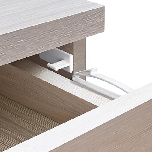 Coolrunner Child Safety Locks, 4 Pack Baby Proofing Drawers Locks, Baby Safety Invisible Drawer Latches with Strong Adhesive for Baby Care - No Tools or Drilling Required