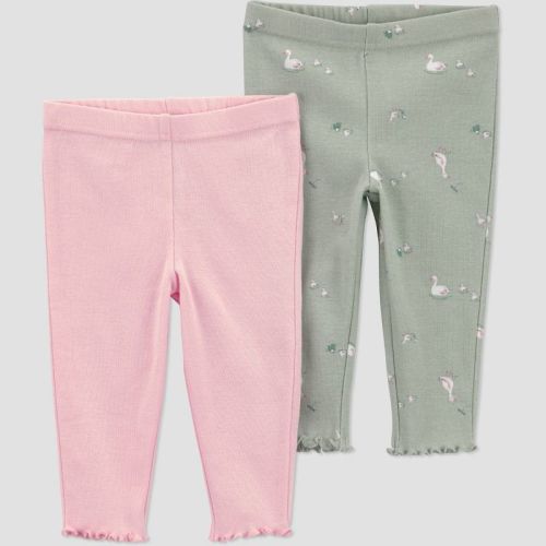 Carter's Just One You® Baby Girls' 2pk Duck Pants - Pink/Green 3M