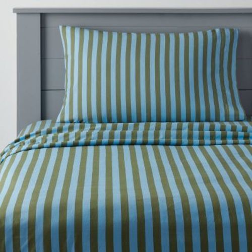 Striped Kids' Cotton Sheet Set Blue/green - Pillowfort™