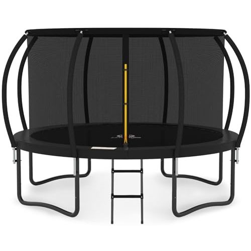JUMPZYLLA Trampoline Outdoor 8FT 10FT 12FT 14FT 15FT 16FT with Enclosure and Ladder, ASTM Approved Recreational Trampoline for Kids and Adults, Anti-Rust Coated Frame
